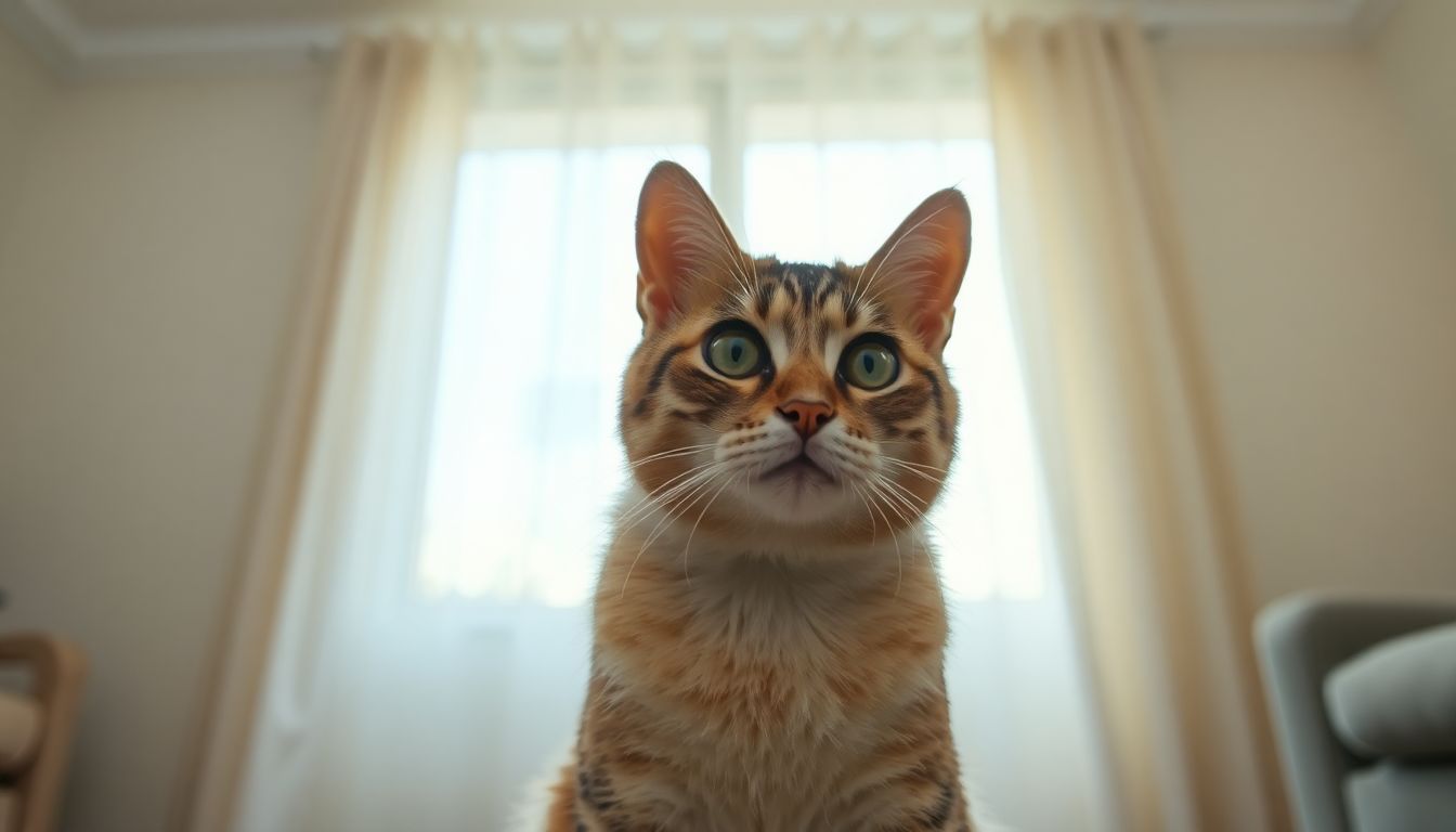 A post-surgery cat with improved vision in a peaceful home environment. A post-surgery cat with improved vision in a peaceful home environment.