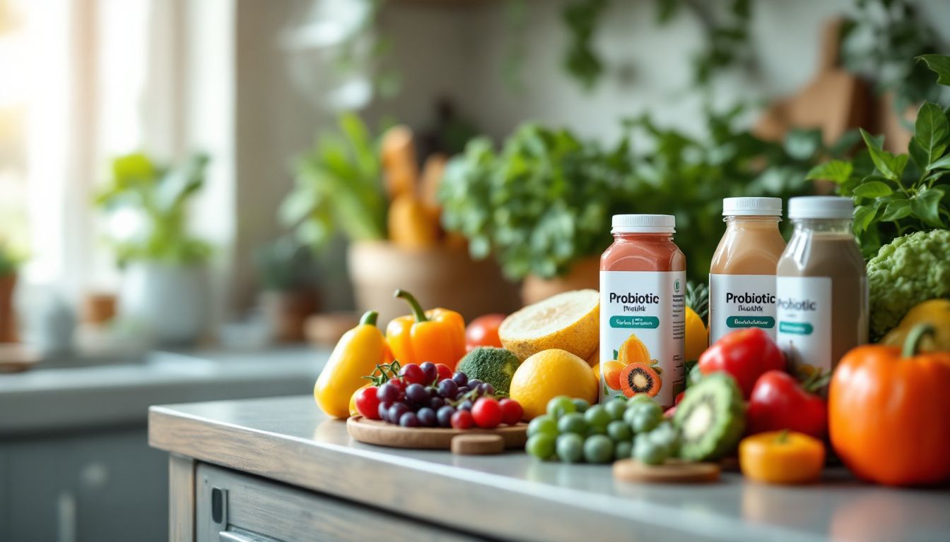 Probiotic drinks with fresh fruits and vegetables