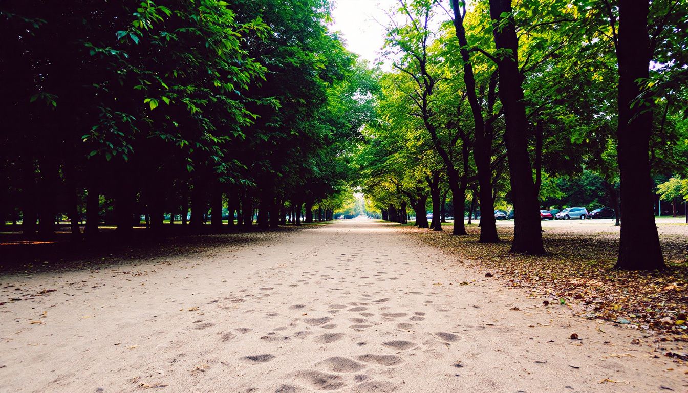 Tree-lined path in a park