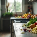 Fresh vegetables on a kitchen counter.