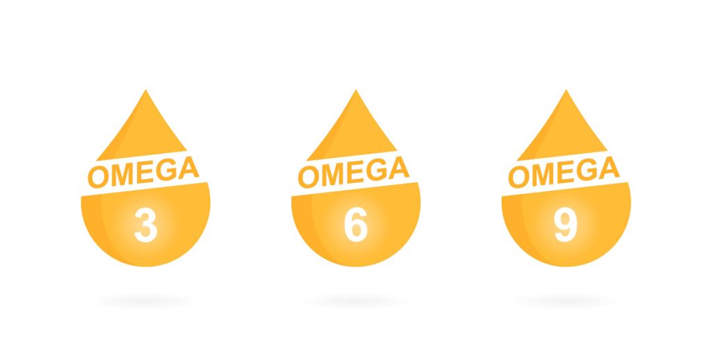 Omega 3, 6, 9 icons in drops