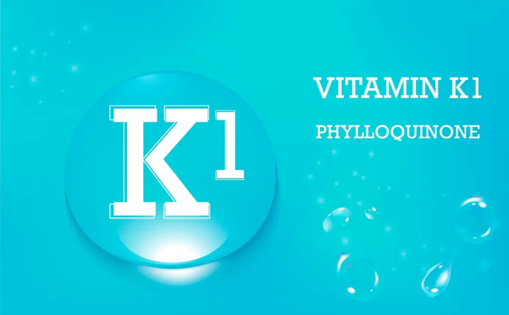 Vitamin K1 graphic on blue background